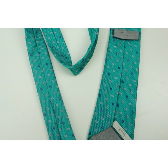 Paisley Tie in Robins Egg Blue | Bows-N-Ties.com Eton Teal Dainty Stainless Silver Blue Paisley 100% Silk Tie